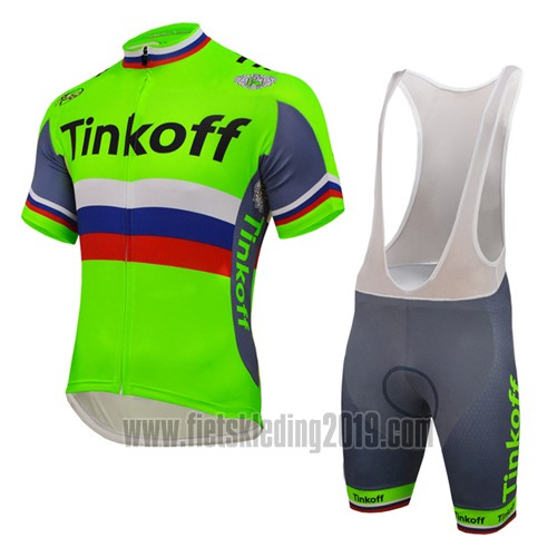 2016 Fietskleding UCI Mondo Campione Tinkoff Groen Korte Mouwen en Koersbroek